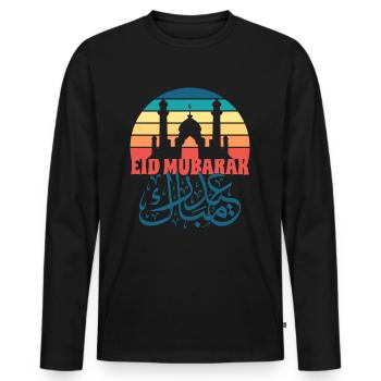Aïd Moubarak Ramadan Jeûne Islam Mosquée Musulman - T-shirt manches longues Premium bio Homme - noir - Devant - Nico (187cm)