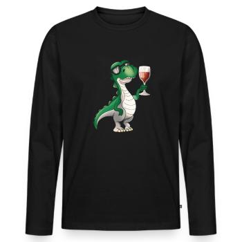 Vinosaur Wine Drinker T-Rex Funny Wine Lovers - Men's Premium Organic Long Sleeve Shirt - black - Front - Nico (187cm)