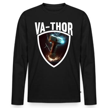 Papa Vathor Va Thor Fête des pères Fête des pères Cadeau de fête des pères - T-shirt manches longues Premium bio Homme - noir - Devant - Nico (187cm)