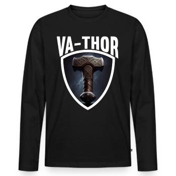 Papa Vathor Va Thor Vatertag Vatertagsgeschenk - Männer Premium Bio Langarmshirt - Schwarz - Vorne - Nico (187cm)