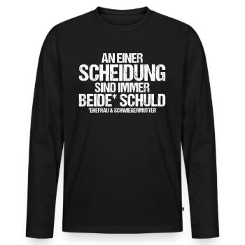 An einer Scheidung sind immer beide Schuld - Männer Premium Bio Langarmshirt - Schwarz - Vorne - Nico (187cm)