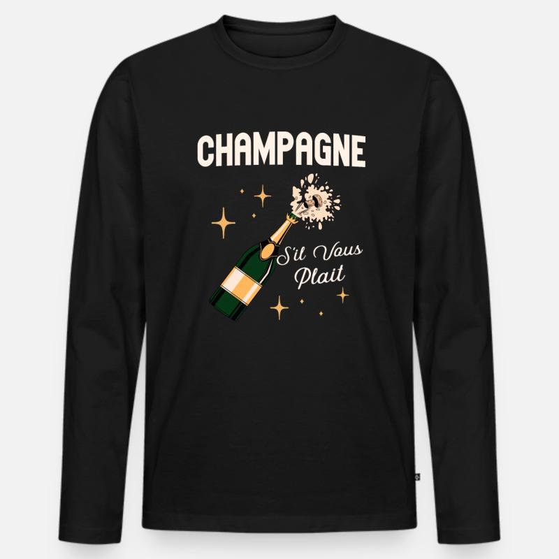 S'il Vous Plait Drinker - Men's Premium Organic Long Sleeve Shirt - black