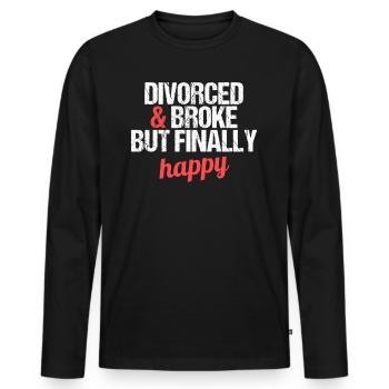 Divorcé et fauché mais finalement heureux divorce - T-shirt manches longues Premium bio Homme - noir - Devant - Nico (187cm)