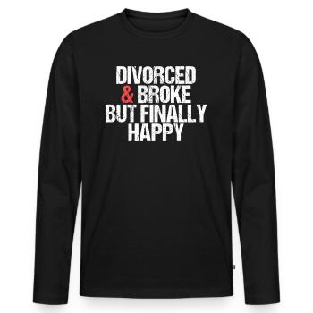 Divorcé et fauché mais finalement heureux divorce - T-shirt manches longues Premium bio Homme - noir - Devant - Nico (187cm)