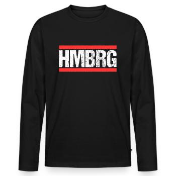 Hamburgerin Hamburger Hamburg - Männer Premium Bio Langarmshirt - Schwarz - Vorne - Nico (187cm)