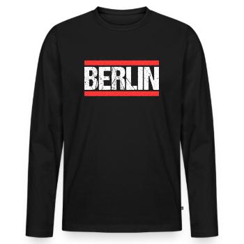 Berlin Berlinerin Berliner Stadt Berlin - Männer Premium Bio Langarmshirt - Schwarz - Vorne - Nico (187cm)