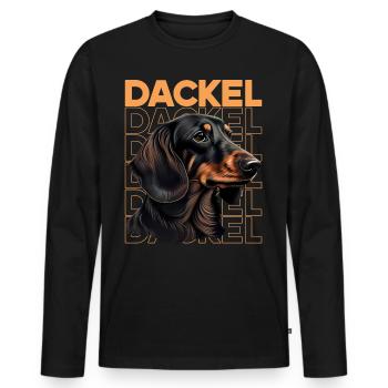 Rauhaardackel Dachshund Hund Hunde Welpe Dackel - Männer Premium Bio Langarmshirt - Schwarz - Vorne - Nico (187cm)