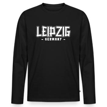Leipzigerin Leipziger Leipzig - Männer Premium Bio Langarmshirt - Schwarz - Vorne - Nico (187cm)