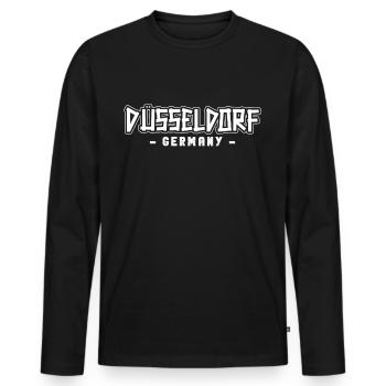 Dusseldorf Dusseldorf Dusseldorf - Men's Premium Organic Long Sleeve Shirt - black - Front - Nico (187cm)