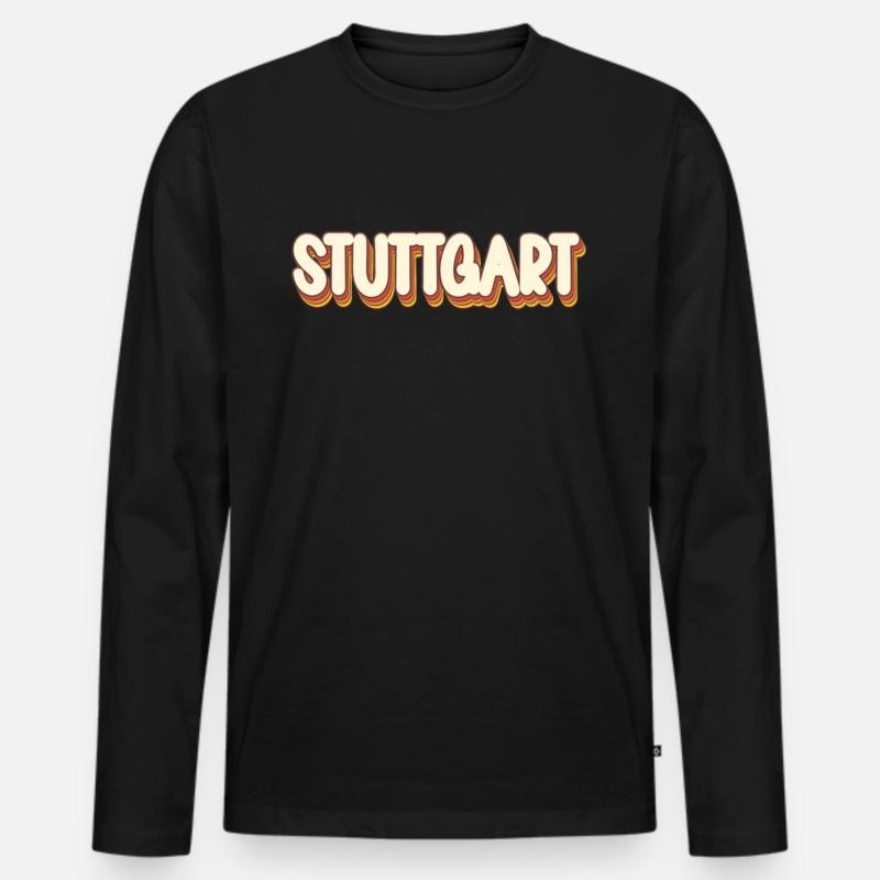 Stuttgartererin Stuttgarterer Stuttgarter - Männer Premium Bio Langarmshirt - Schwarz