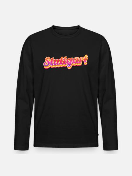 Stuttgartererin Stuttgarterer Stuttgarter - Männer Premium Bio Langarmshirt - Schwarz