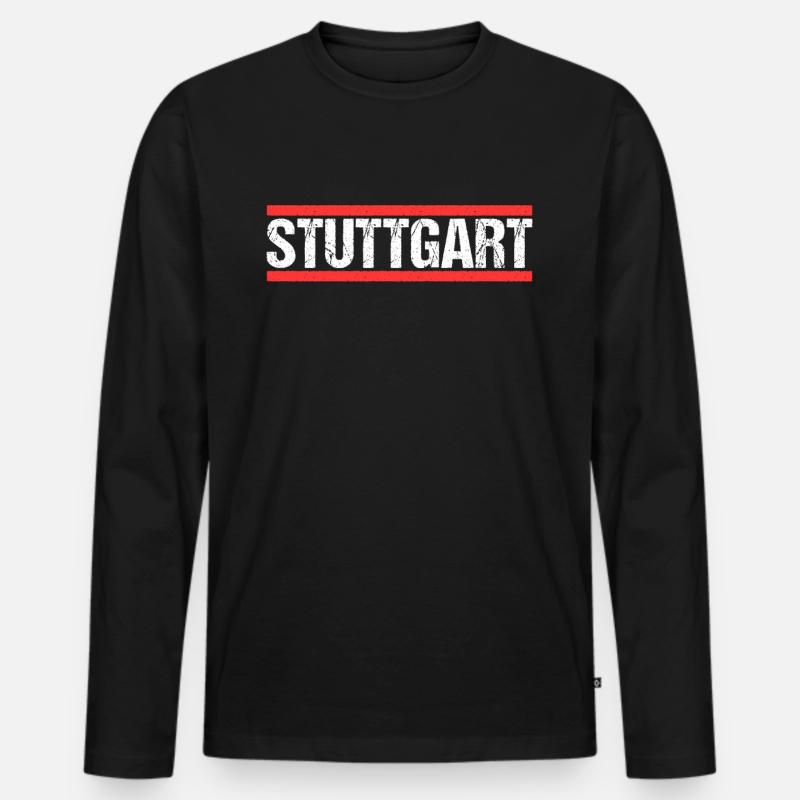 Stuttgartererin Stuttgarterer Stuttgarter - Männer Premium Bio Langarmshirt - Schwarz