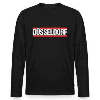 Düsseldorferin Düsseldorfer Düsseldorf - Männer Premium Bio Langarmshirt - Schwarz - Vorne - Nico (187cm)