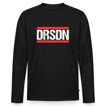 Dresdnerin Dresdner Dresden - Männer Premium Bio Langarmshirt - Schwarz - Vorne - Nico (187cm)