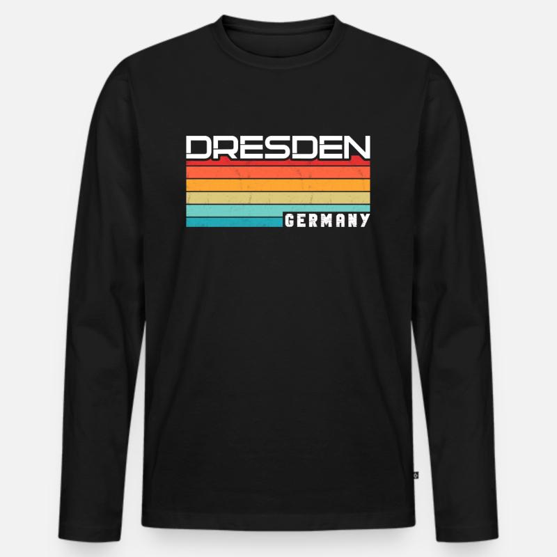 Dresdnerin Dresdner Dresden - Männer Premium Bio Langarmshirt - Schwarz