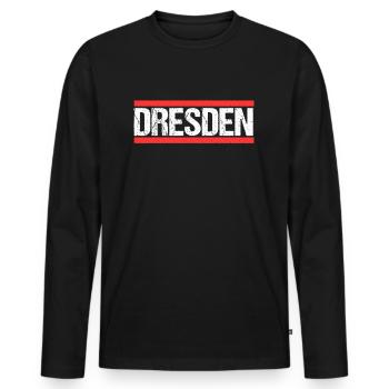 Dresdnerin Dresdner Dresden - Männer Premium Bio Langarmshirt - Schwarz - Vorne - Nico (187cm)