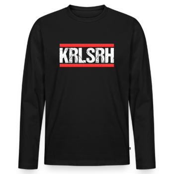 Karlsruherin Karlsruher Karlsruhe - Männer Premium Bio Langarmshirt - Schwarz - Vorne - Nico (187cm)