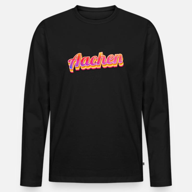 Aachenerin Aachener Aachen - Männer Premium Bio Langarmshirt - Schwarz