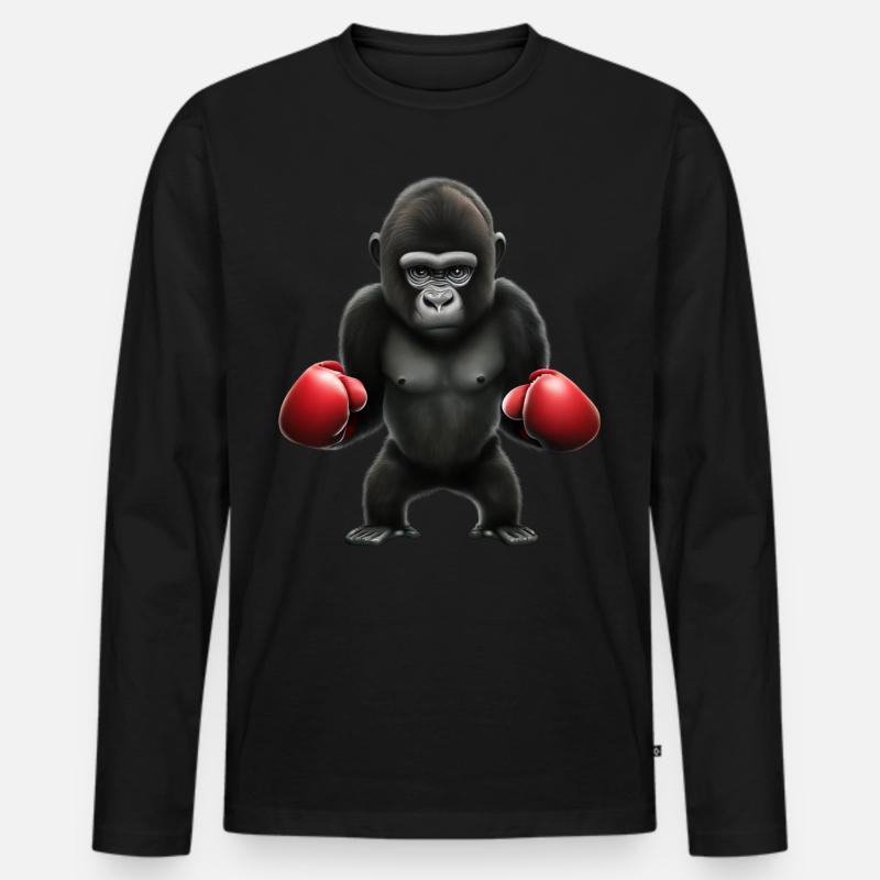 Boxer Gorilla - Männer Premium Bio Langarmshirt - Schwarz