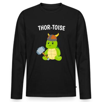 Cute Vikings Thor Turtle Kids - Men's Premium Organic Long Sleeve Shirt - black - Front - Nico (187cm)