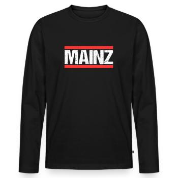 Mainzerin Mainzer Mainz - Männer Premium Bio Langarmshirt - Schwarz - Vorne - Nico (187cm)