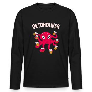 Oktoholiker Bier Oktopus Saufen Lustiges Party - Männer Premium Bio Langarmshirt - Schwarz - Vorne - Nico (187cm)