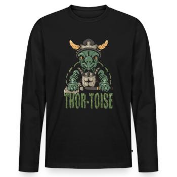 Thor-Toise Tortue Viking Reptile nordique - T-shirt manches longues Premium bio Homme - noir - Devant - Nico (187cm)