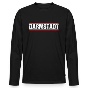 Darmstädterin Darmstädter Darmstadt - Männer Premium Bio Langarmshirt - Schwarz - Vorne - Nico (187cm)