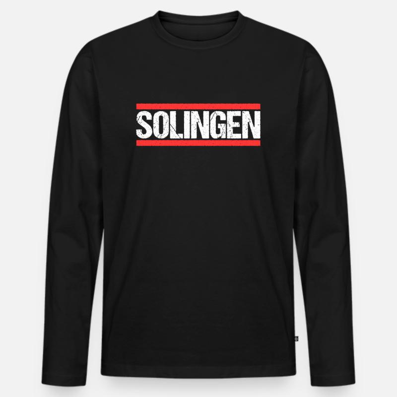 Solingerin Solinger Solingen - Männer Premium Bio Langarmshirt - Schwarz
