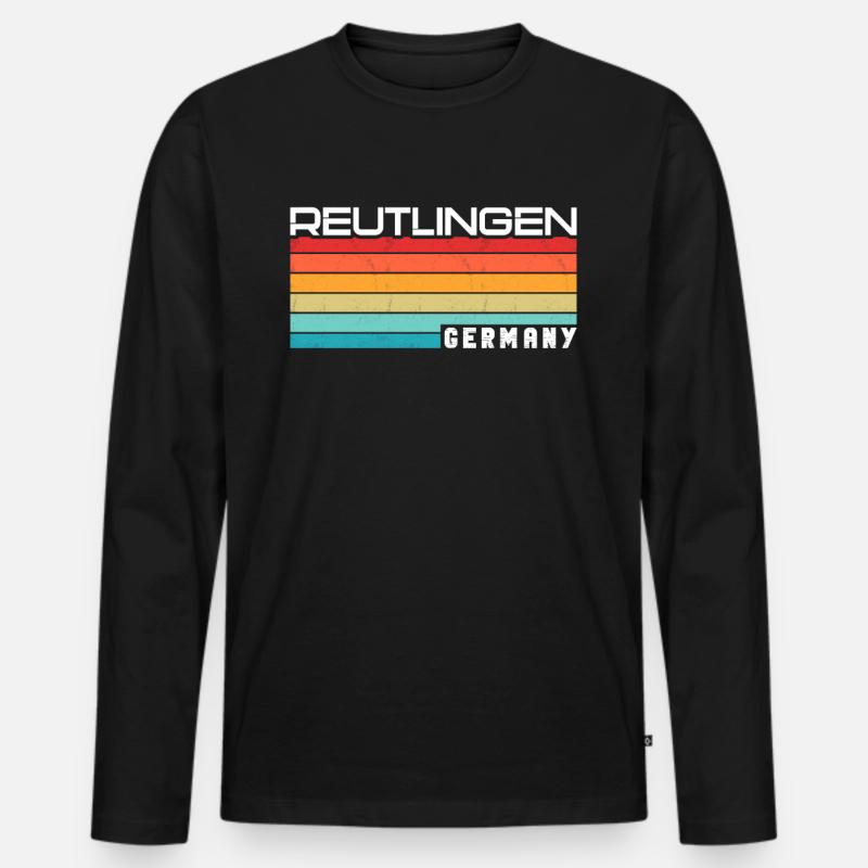 Reutlingerin Reutlinger Reutlingen - Männer Premium Bio Langarmshirt - Schwarz