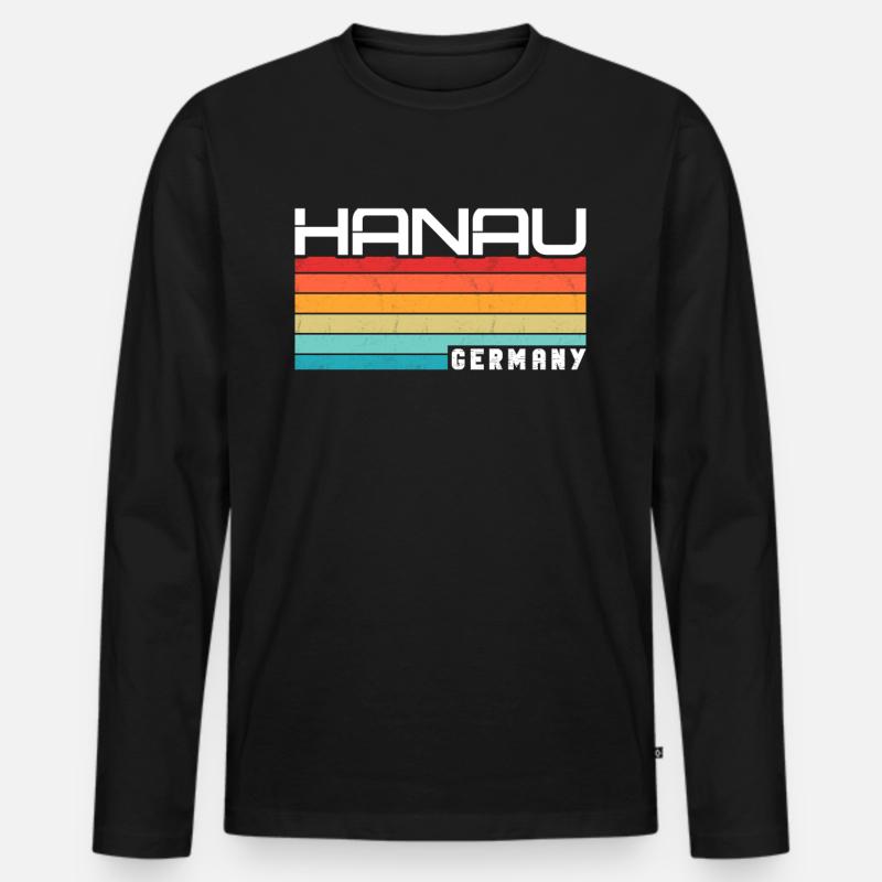 Hanauerin Hanauer Hanau - Männer Premium Bio Langarmshirt - Schwarz