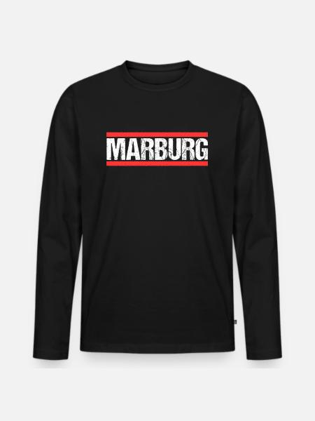 Marburgerin Marburger Marburg - Männer Premium Bio Langarmshirt - Schwarz
