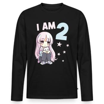 2 Jahre Mädchen Anime Kawaii Katze 2. Geburtstag - Männer Premium Bio Langarmshirt - Schwarz - Vorne - Nico (187cm)