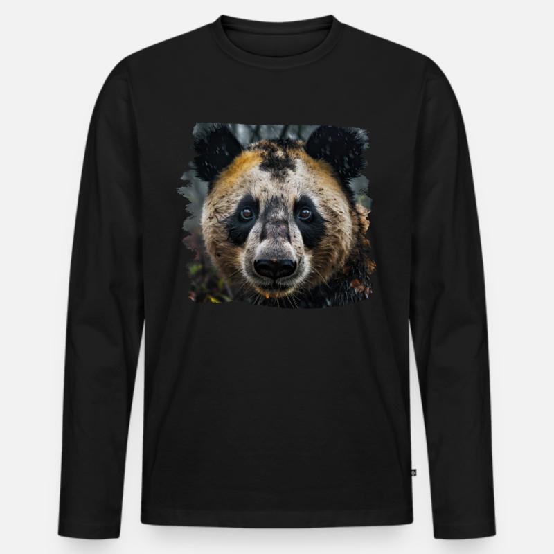 Pandas realistic Panda Großer Panda - Männer Premium Bio Langarmshirt - Schwarz