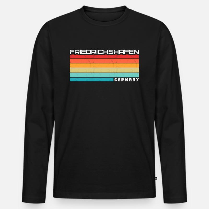 Friedrichshafener Friedrichshafen - Männer Premium Bio Langarmshirt - Schwarz
