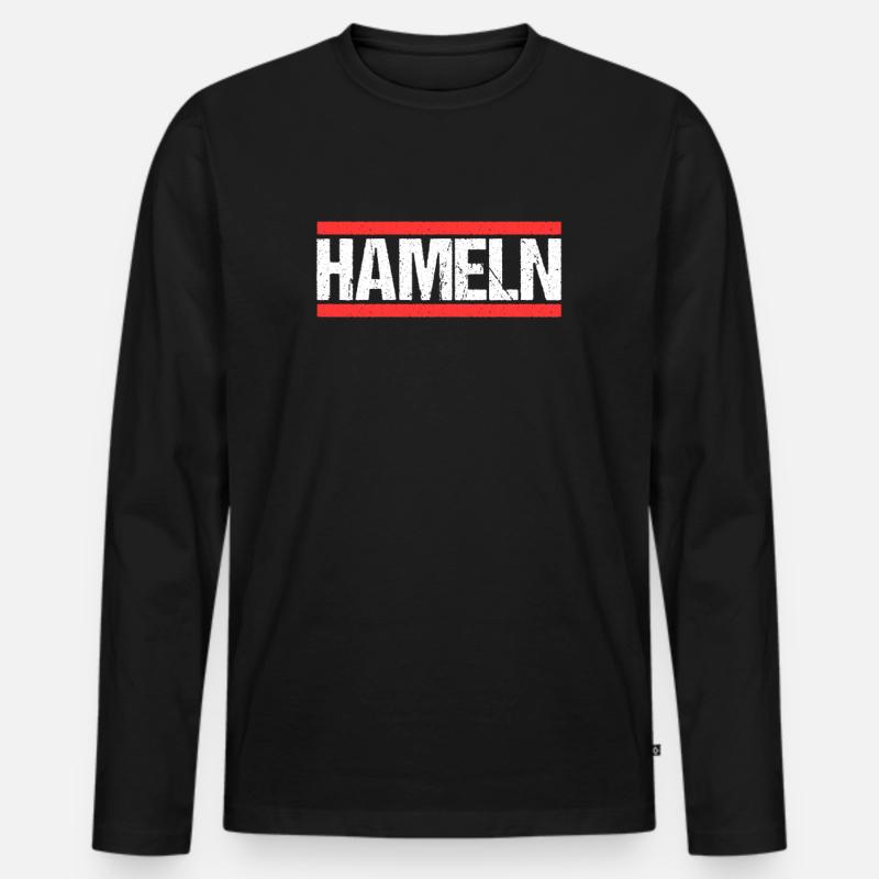 Hamelnerin Hamelner Hameln - Männer Premium Bio Langarmshirt - Schwarz