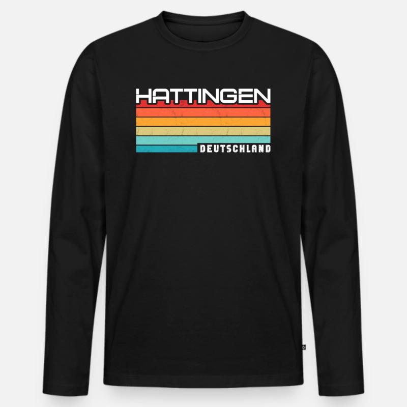 Hattingenerin Hattingener Hattingen - Männer Premium Bio Langarmshirt - Schwarz