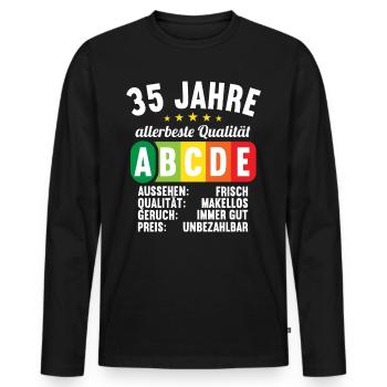 Lebensmittelampel Score 35 Jahre 35 Geburtstag - Männer Premium Bio Langarmshirt - Schwarz - Vorne - Nico (187cm)