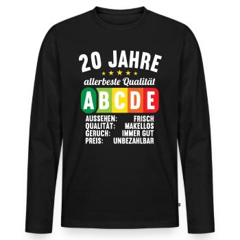 Lebensmittelampel Score 20 Jahre 20 Geburtstag - Männer Premium Bio Langarmshirt - Schwarz - Vorne - Nico (187cm)