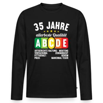 Lebensmittelampel Score 35 Jahre 35 Geburtstag - Männer Premium Bio Langarmshirt - Schwarz - Vorne - Nico (187cm)
