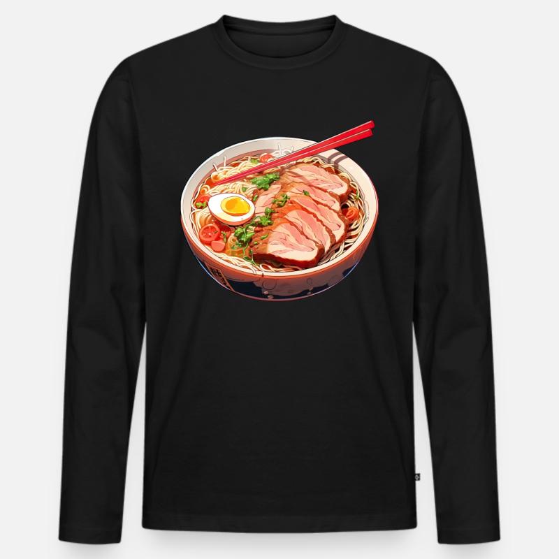 Anime Ramen Nudeln - Männer Premium Bio Langarmshirt - Schwarz