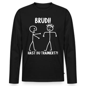 Fitness Bodybuilder Gym Alter hast du trainiert - Männer Premium Bio Langarmshirt - Schwarz - Vorne - Nico (187cm)