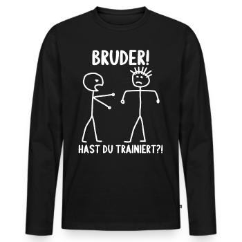Fitness Bodybuilder Gym Alter hast du trainiert - Männer Premium Bio Langarmshirt - Schwarz - Vorne - Nico (187cm)