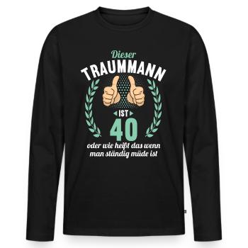 Dieser Traummann ist 40 Jahre 40 Geburtstag - Männer Premium Bio Langarmshirt - Schwarz - Vorne - Nico (187cm)