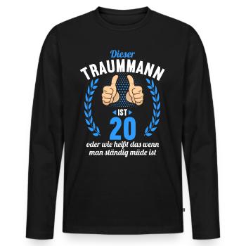 Dieser Traummann ist 20 Jahre 20 Geburtstag - Männer Premium Bio Langarmshirt - Schwarz - Vorne - Nico (187cm)