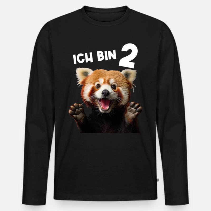 2 Jahre Kleiner Roter Panda Pandas 2. Geburtstag - Männer Premium Bio Langarmshirt - Schwarz