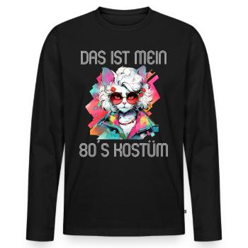 80er Motto Party Das ist mein 80er Kostüm - Männer Premium Bio Langarmshirt - Schwarz - Vorne - Nico (187cm)