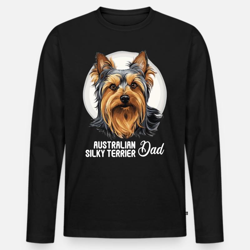 Australian Silky Terrier - Männer Premium Bio Langarmshirt - Schwarz