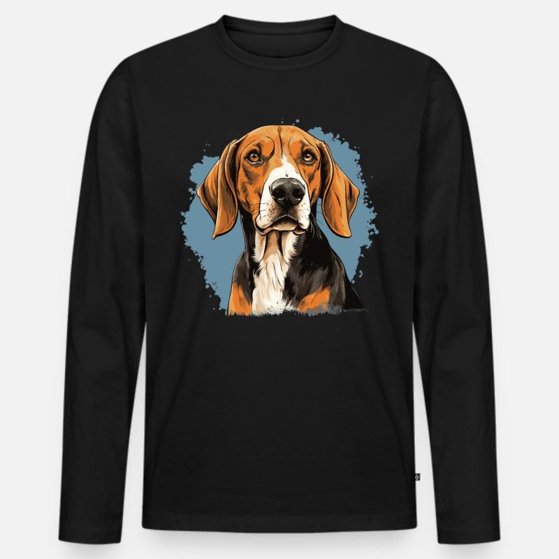 Hund American Foxhound - Männer Premium Bio Langarmshirt - Schwarz