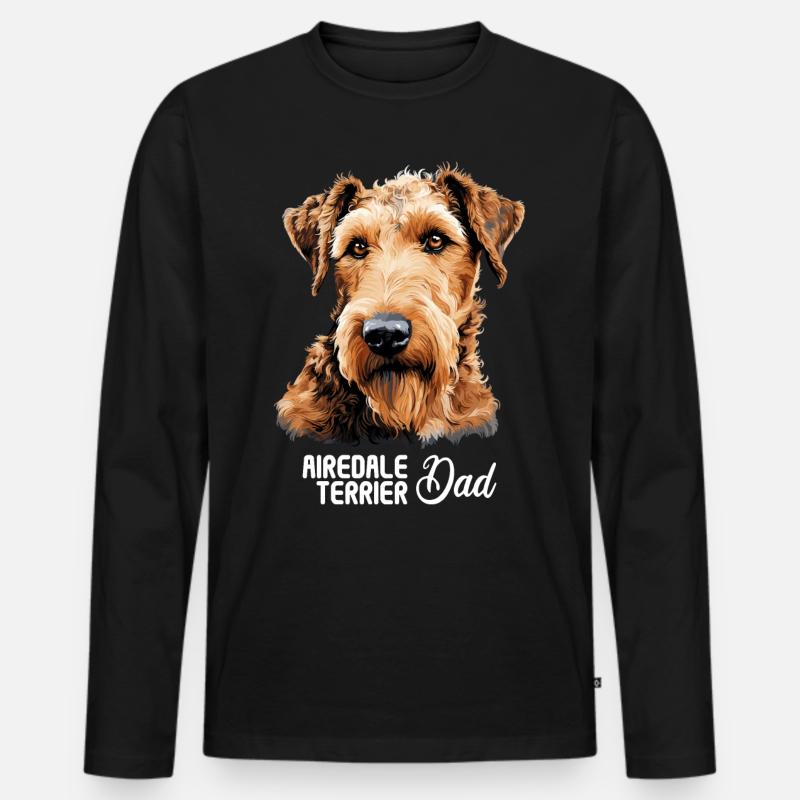 Hund Airedale Terrier - Männer Premium Bio Langarmshirt - Schwarz